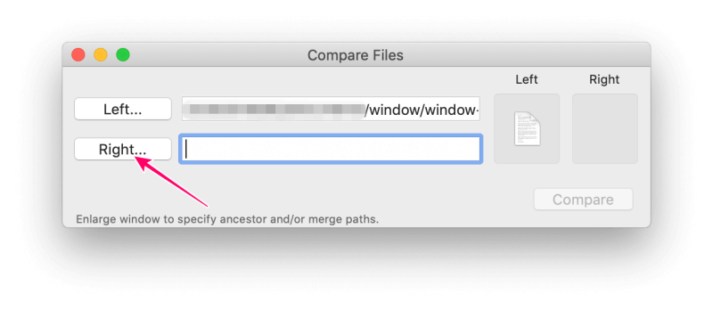 MacアプリFileMergeの使い方　「Right」ボタンをクリック
